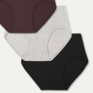 NWT 2 Pairs Bombas Super Soft High Rise Full  Briefs in Heather Gray & Black